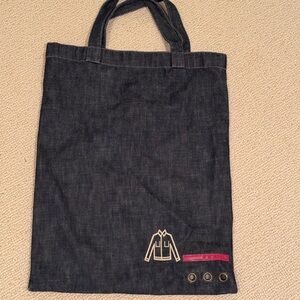 Prada Denim Tote with Red Accent